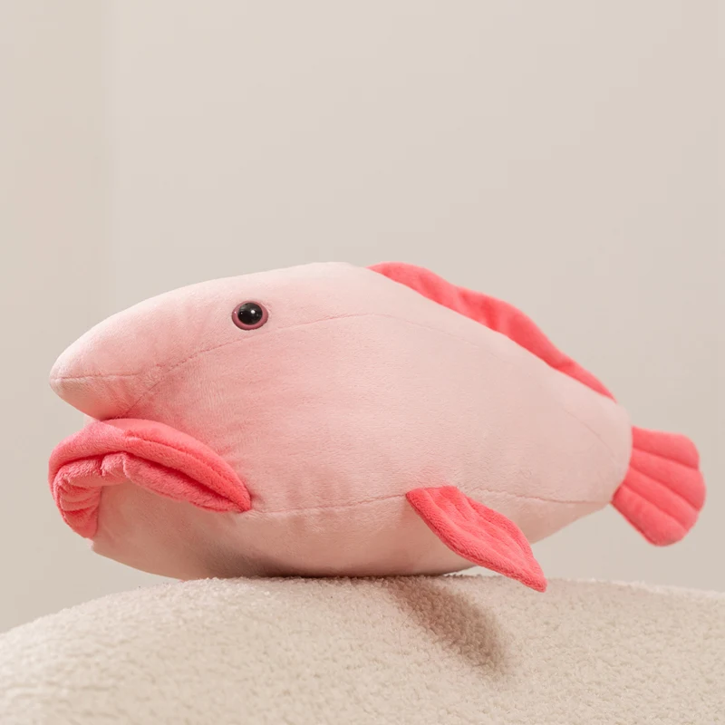 Blobfish gosedjur, med mjuk form och detaljerad, naturtrogen havsdjursdesign, 36 cm 19 Visa blobfiskens sidoprofil, öga och utstående fenor.