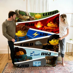 Filt med Ninjago-figurer i tecknad stil för soffa, vila och resor, 100–220 cm 45 Filt med Ninjago-figurer i tecknad stil för soffa, vila och resor, 100–220 cm