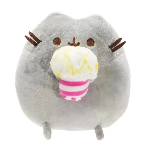 Pusheen katt och enhörning gosedjur i kawaii-stil med munk, glass- och pizzamotiv