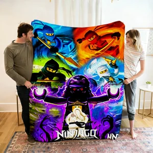 Filt med Ninjago-figurer i tecknad stil för soffa, vila och resor, 100–220 cm 49 Filt med Ninjago-figurer i tecknad stil för soffa, vila och resor, 100–220 cm