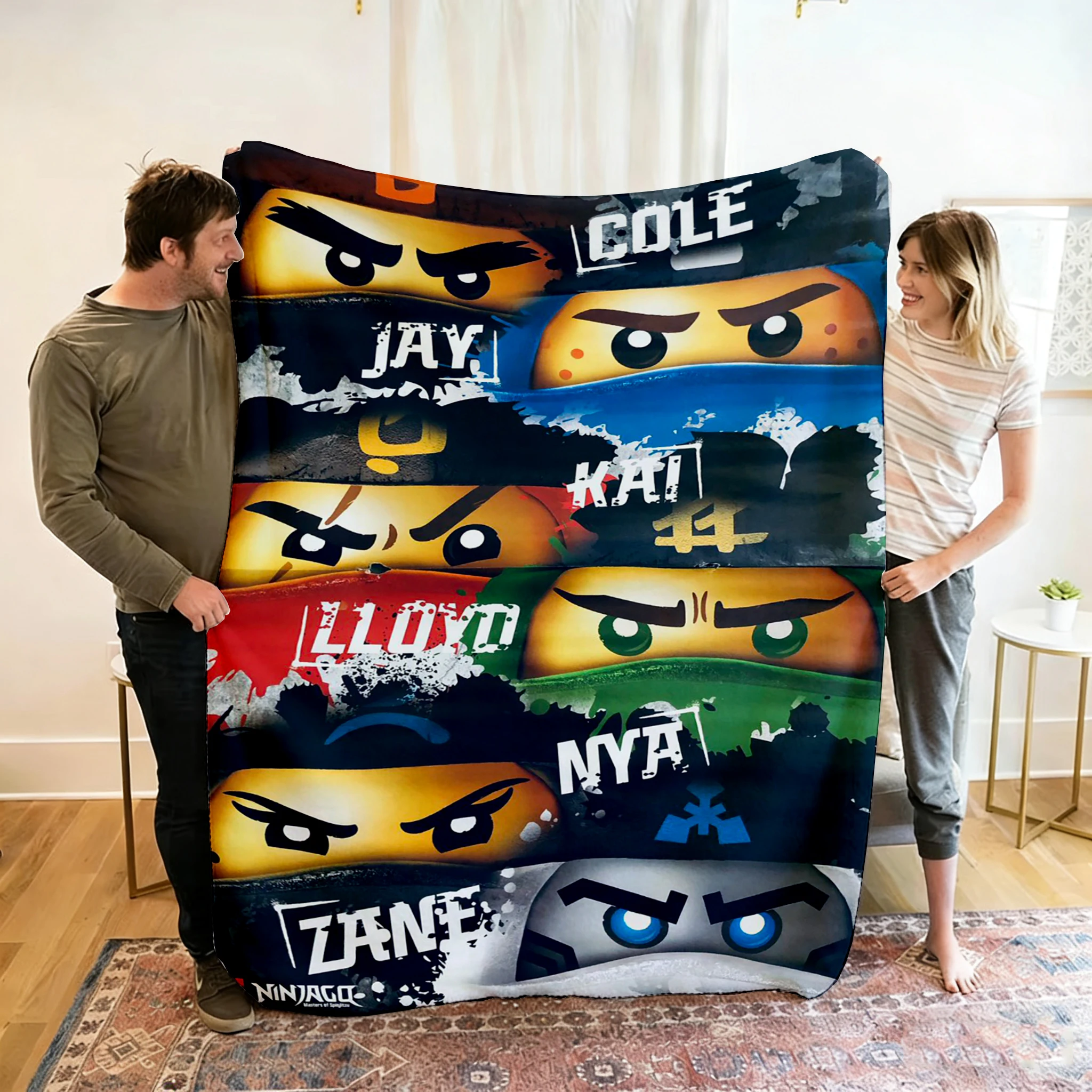 Filt med Ninjago-figurer i tecknad stil för soffa, vila och resor, 100–220 cm 17 Filt med Ninjago-figurer i tecknad stil för soffa, vila och resor, 100–220 cm - Bild 17