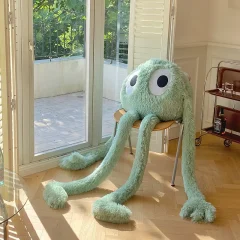 Bläckfisk gosedjur som kudde i kawaii-stil med stora ögon och långa armar, 175 cm