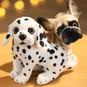 Hund gosedjur, Small och Stuffed, realistisk valpdesign mops chihuahua, 18 cm