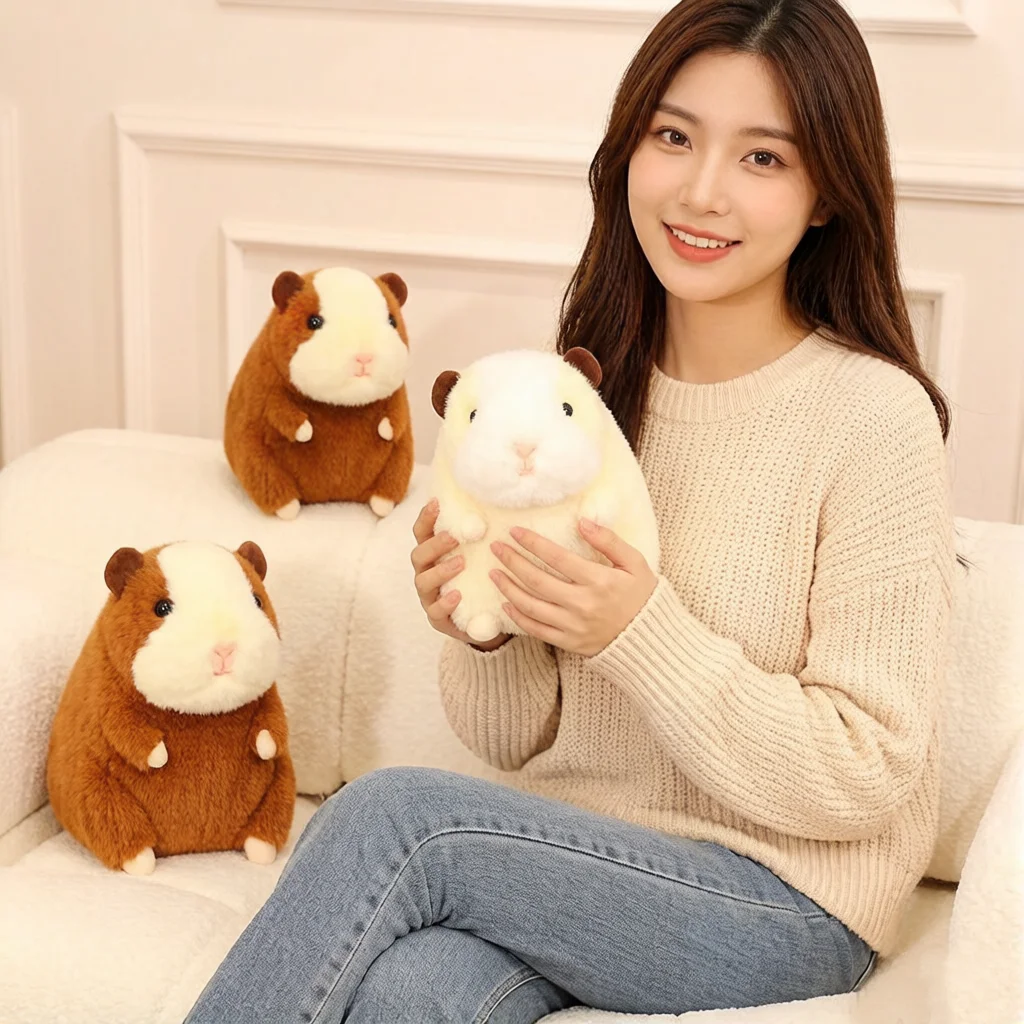 Gris och hamster gosedjur med knubbig tecknad form i brunt och beige, 23 cm 3 Gris och hamster gosedjur med knubbig tecknad form i brunt och beige, 23 cm - Bild 3